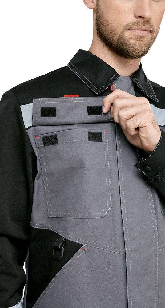 Костюм мужской рабочий летний Гудзон NEW с пк серый-черный